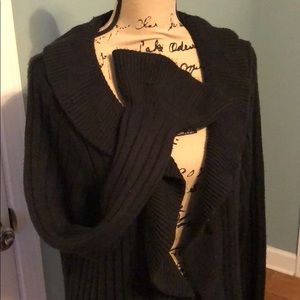 Black ruffled trim sweater
